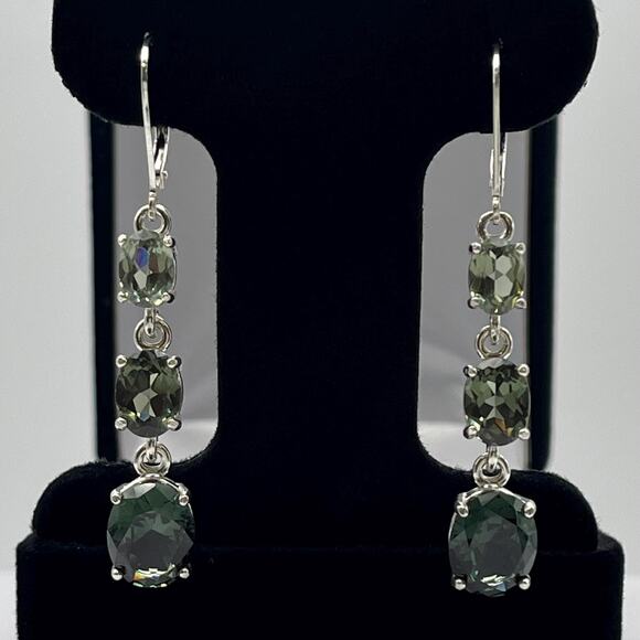 BEAUTIFUL 9.8ctw Green Spinel Earrings Ombre Earrings Green Tourmaline 2" - Picture 4 of 6